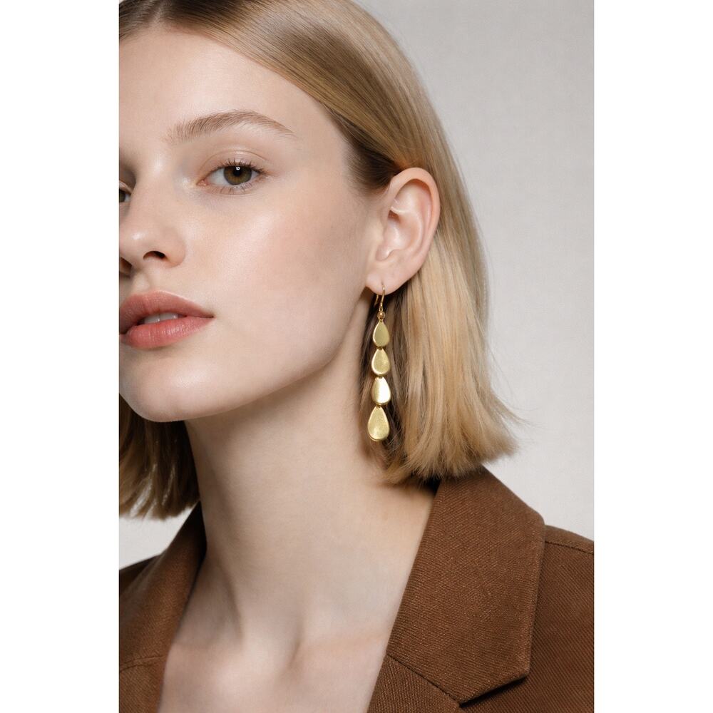 Jane Diaz Gold Plated Sterling Silver Tear Drop Cascade Earrings